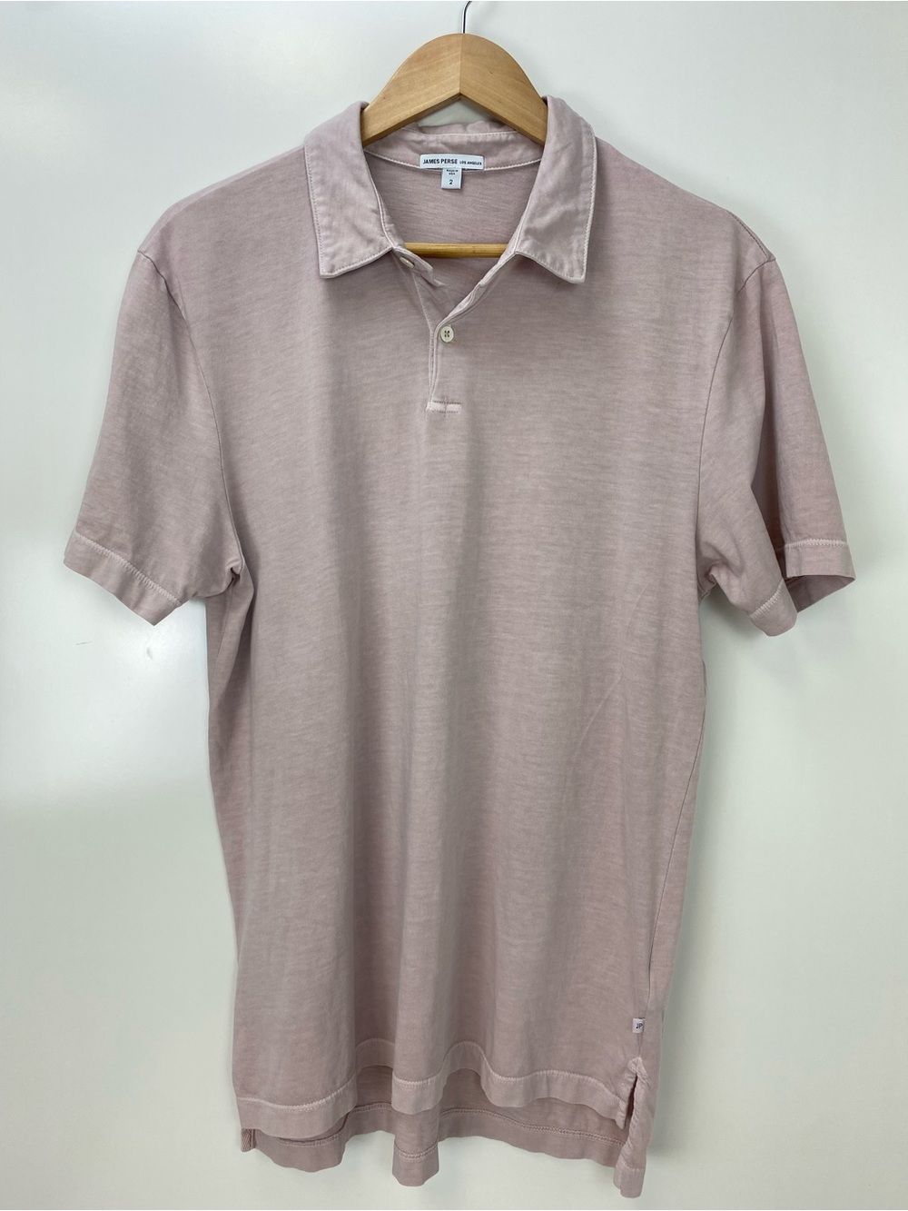 James Perse Men's Pale Rose Cotton Polo
